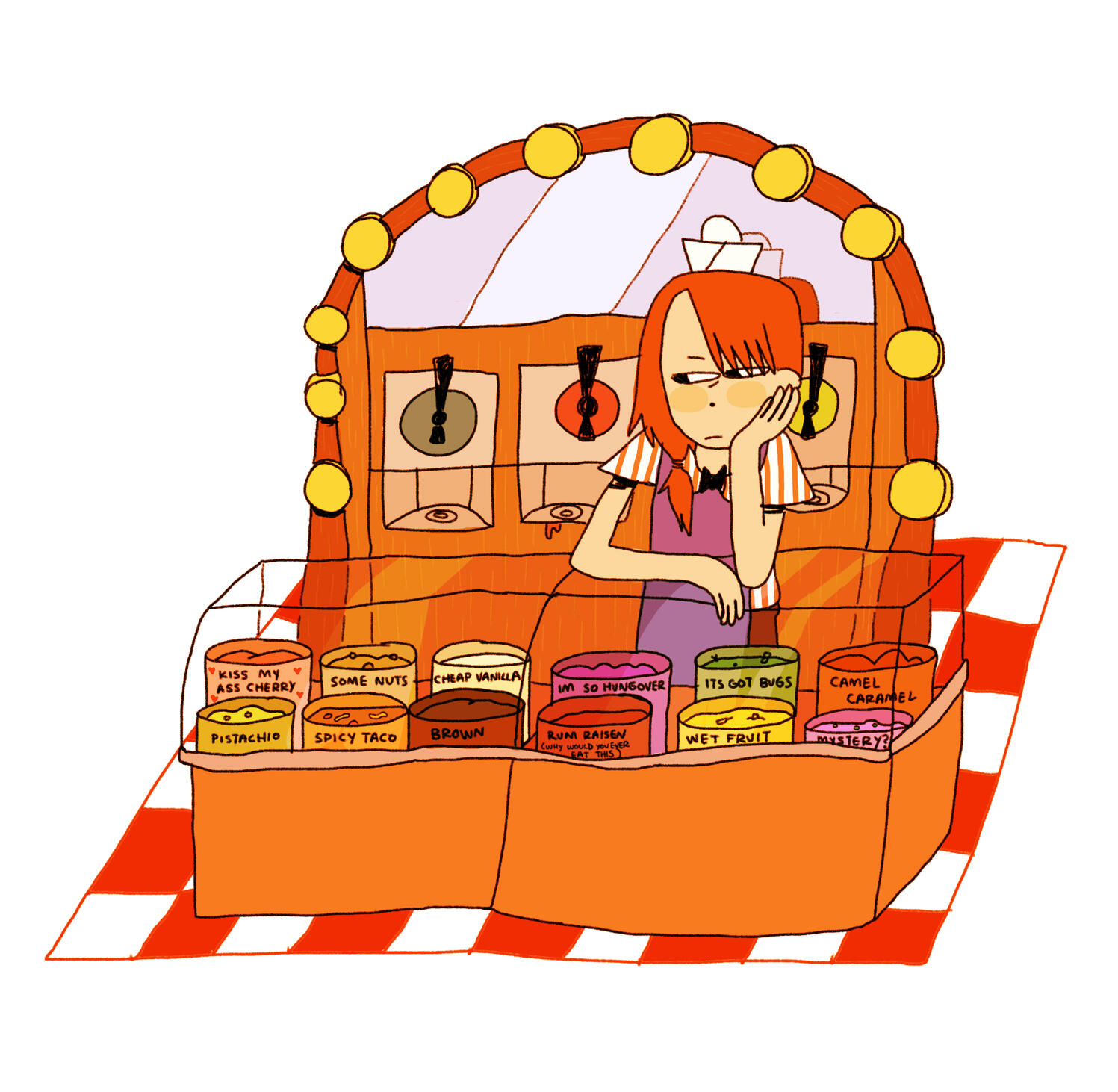 ice cream girl working